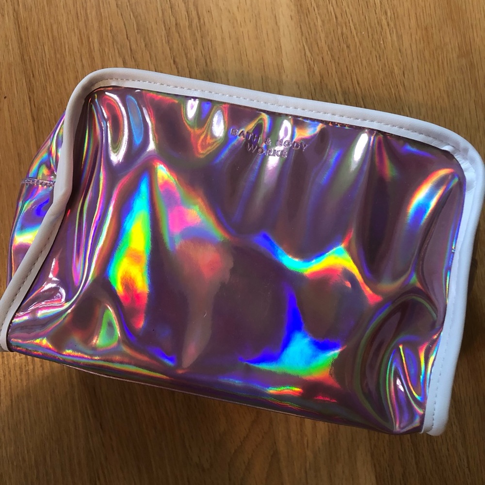 Bath and Body Works Pink Holographic Storage Bag